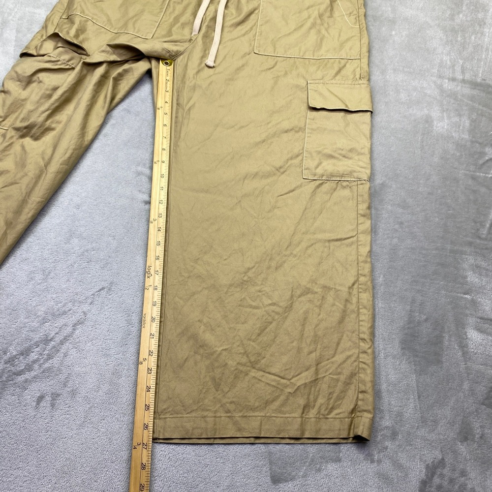 Banana Republic XXL Wide Leg High Rise Cargo Pants Tan Khaki Ankle Drawstring - Picture 3 of 10